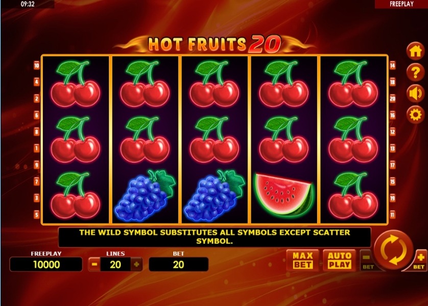 Smoking Hot Fruits 20 Lines: ¡Tragamonedas de frutas calientes!